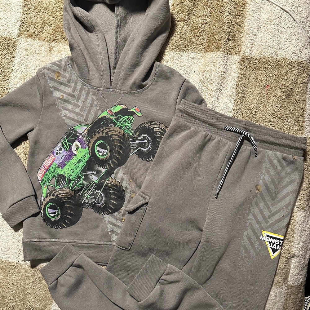 monster jam matching set boy size 5t